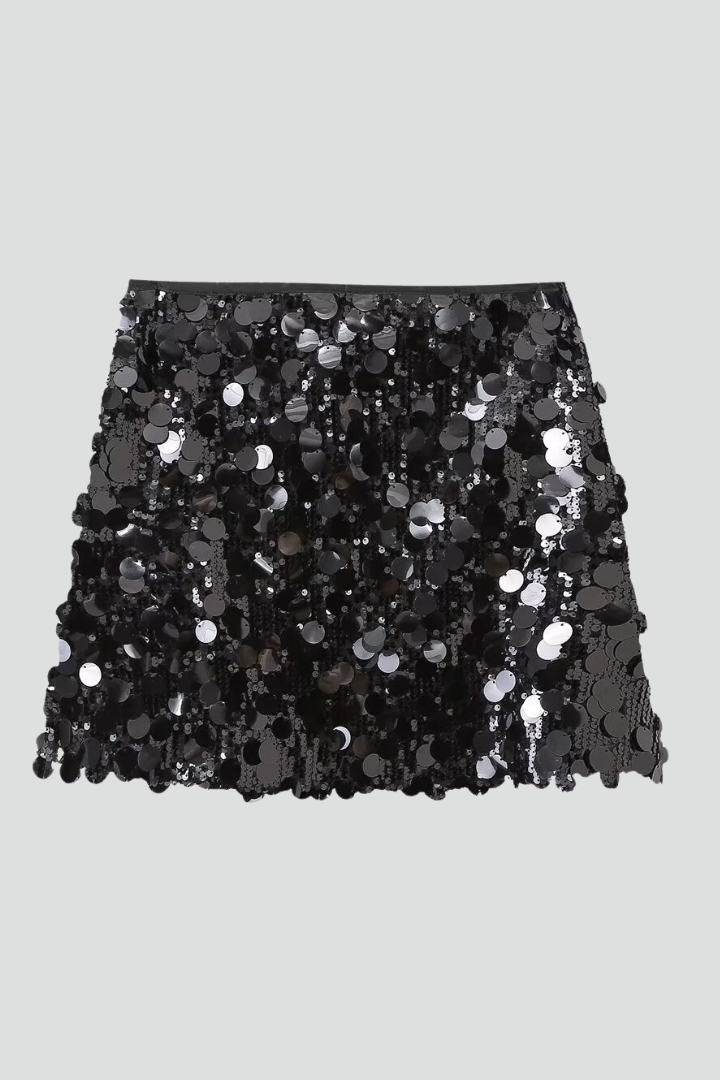 Women's Fitted Sequin Skirt with Lining – Sparkly Party and Evening Skirt