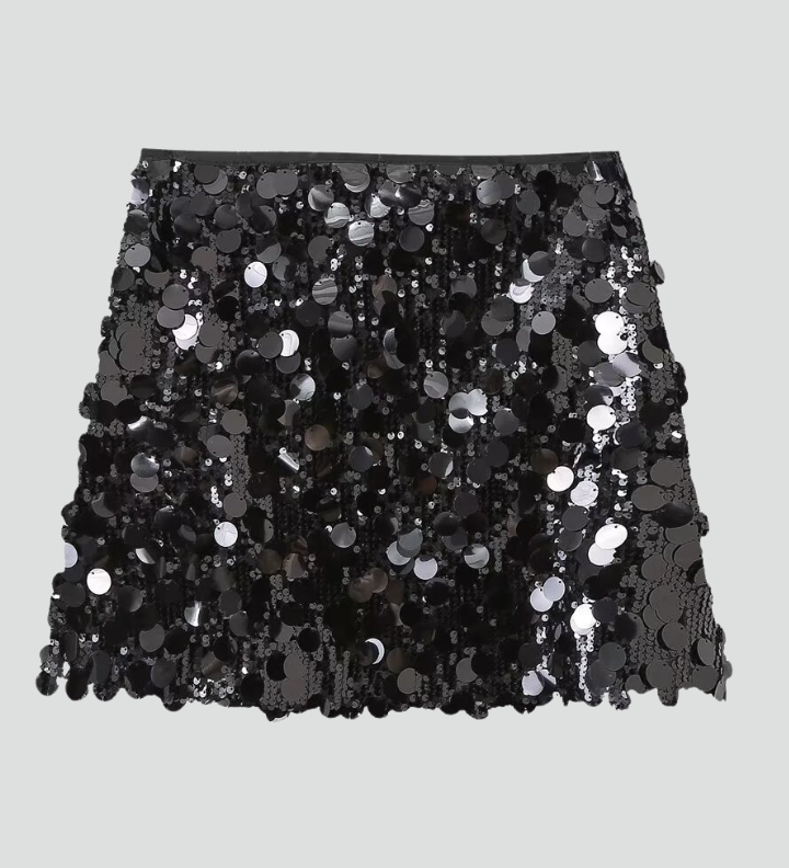 Women's Fitted Sequin Skirt with Lining – Sparkly Party and Evening Skirt