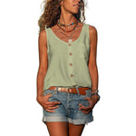 Women's Round Neck Sleeveless Tank Top with Button Detail – Relaxed Casual Summer Top