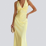 Women's Sleeveless Deep V-Neck Maxi Dress with Fitted Waist – Floor-Length Summer Dress