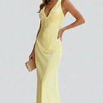 Women's Sleeveless Deep V-Neck Maxi Dress with Fitted Waist – Floor-Length Summer Dress