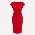 Women's Ruched Waist Midi Dress – Elegant Occasion, Work Function and Wedding Guest Dress