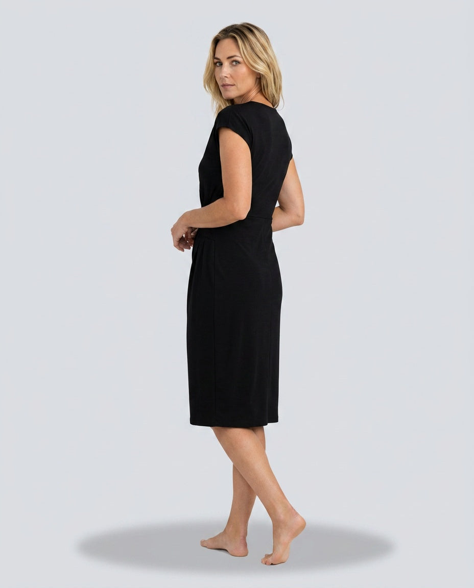 Women's Ruched Waist Midi Dress – Elegant Occasion, Work Function and Wedding Guest Dress