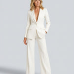 Women's Tailored Blazer and Wide Leg Pants Co-Ord Set – Two-Piece Workwear Suit