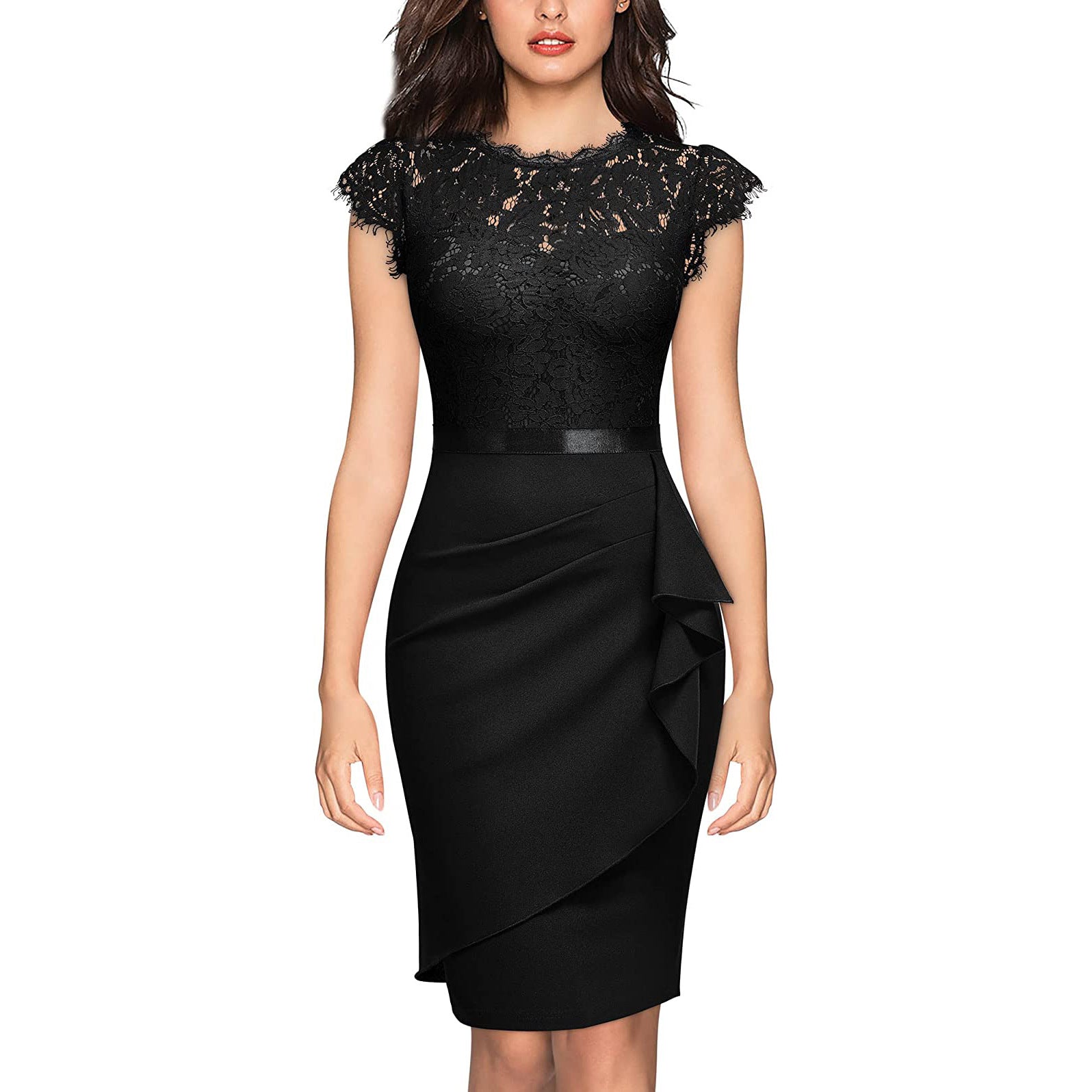 Women's Short Sleeve Wedding Guest Dress – Formal Tailored Dress for Receptions & Dinners