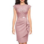Women's Short Sleeve Wedding Guest Dress – Formal Tailored Dress for Receptions & Dinners