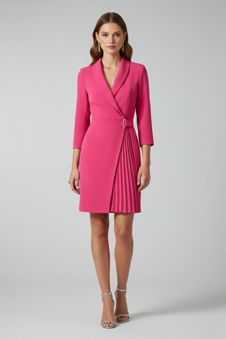 Women's Notched Collar Blazer Dress – Long Sleeve Tailored Dress for Work & Occasions