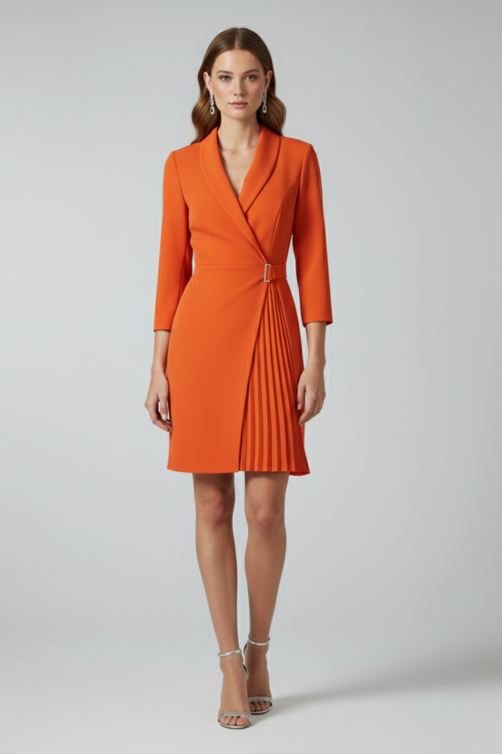 Women's Notched Collar Blazer Dress – Long Sleeve Tailored Dress for Work & Occasions