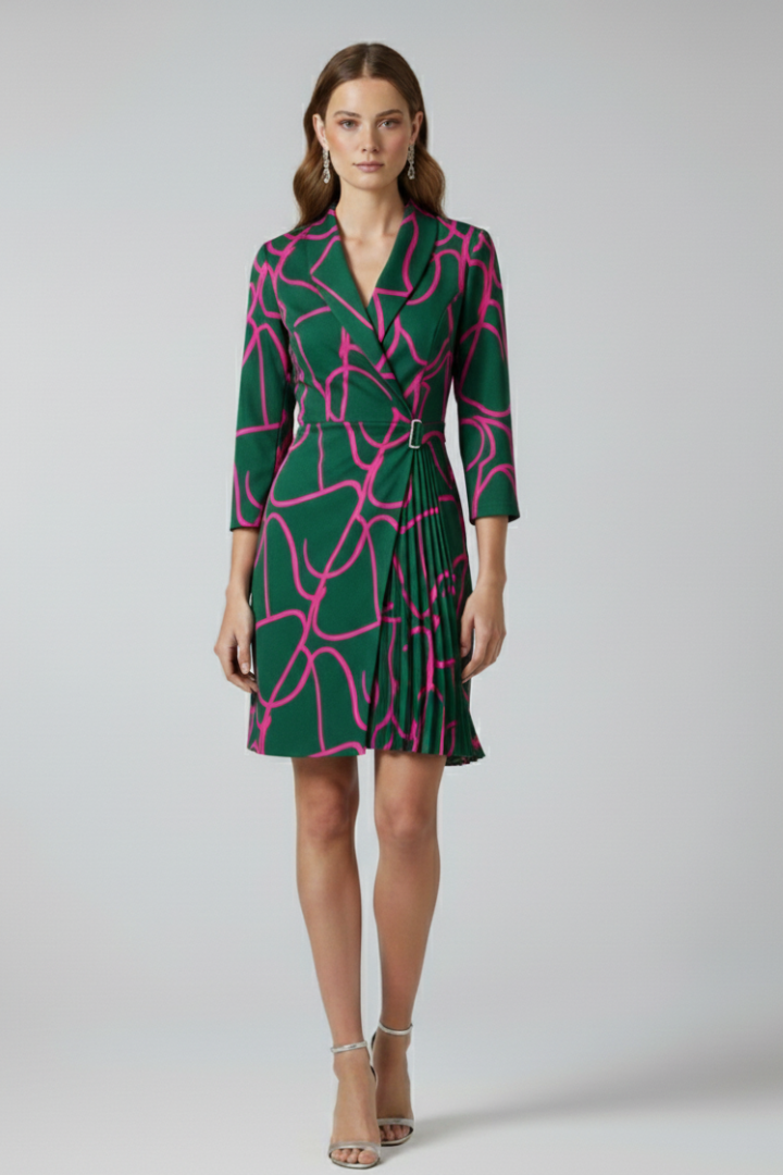 Women's Notched Collar Blazer Dress – Long Sleeve Tailored Dress for Work & Occasions