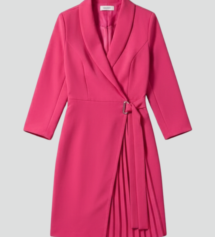 Women's Notched Collar Blazer Dress – Long Sleeve Tailored Dress for Work & Occasions