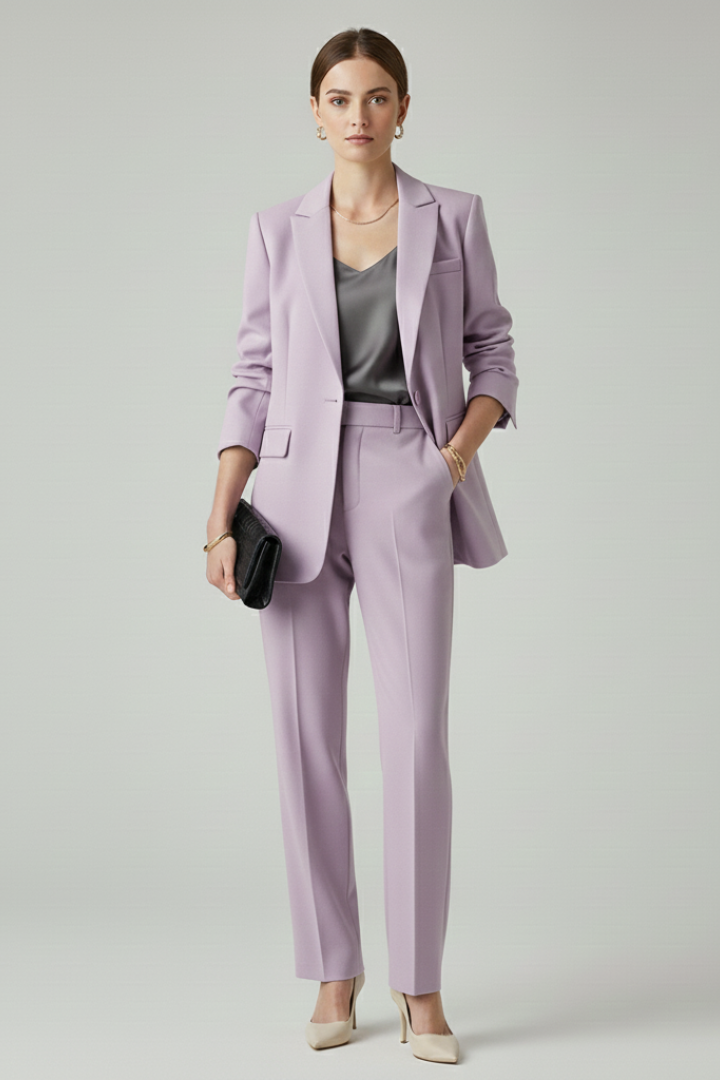 Women's Blazer & Straight-Leg Pants Set – Tailored Two-Piece Suit for Work, Events & Occasions