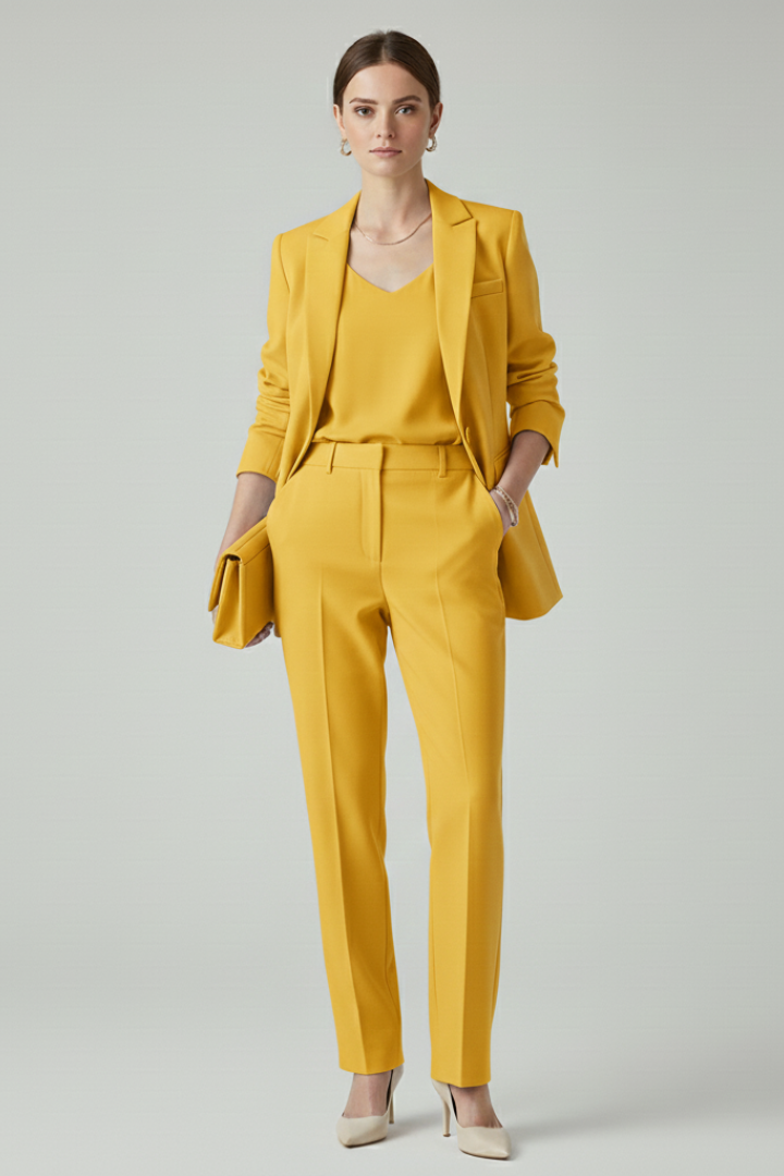 Women's Blazer & Straight-Leg Pants Set – Tailored Two-Piece Suit for Work, Events & Occasions
