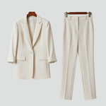 Women's Blazer & Straight-Leg Pants Set – Tailored Two-Piece Suit for Work, Events & Occasions