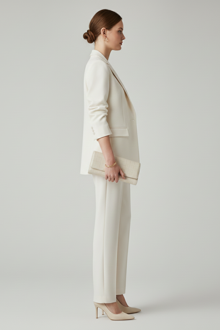 Women's Blazer & Straight-Leg Pants Set – Tailored Two-Piece Suit for Work, Events & Occasions