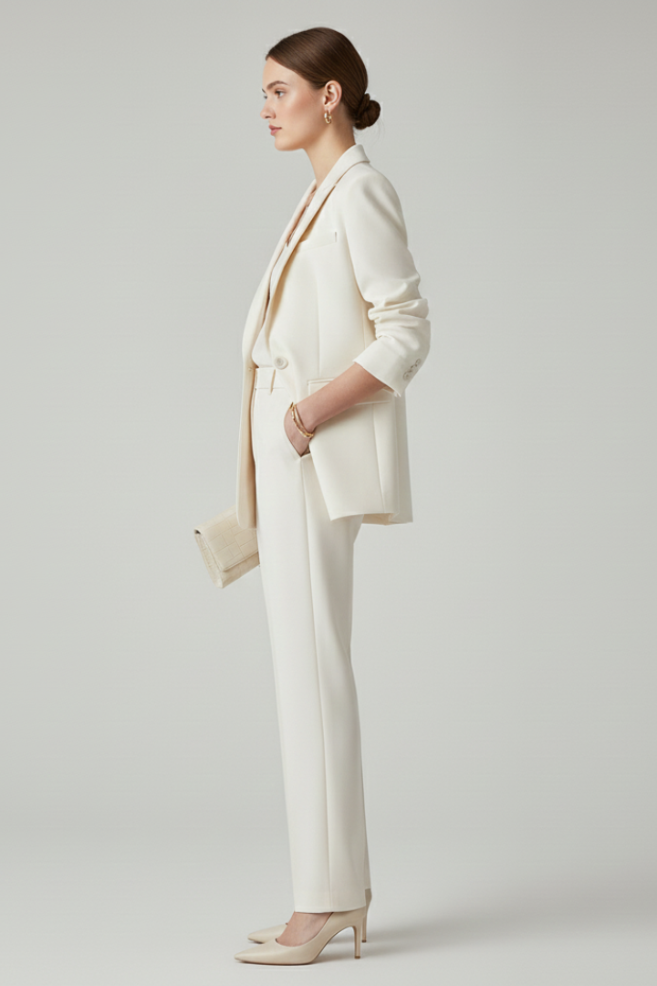 Women's Blazer & Straight-Leg Pants Set – Tailored Two-Piece Suit for Work, Events & Occasions