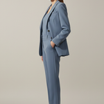 Women's Blazer and Pants Suit Set with Notched Lapel – Straight Leg Two Piece Workwear Suit