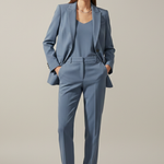 Women's Blazer and Pants Suit Set with Notched Lapel – Straight Leg Two Piece Workwear Suit