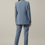 Women's Blazer and Pants Suit Set with Notched Lapel – Straight Leg Two Piece Workwear Suit