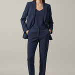Women's Blazer and Pants Suit Set with Notched Lapel – Straight Leg Two Piece Workwear Suit