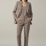 Women's Blazer and Pants Suit Set with Notched Lapel – Straight Leg Two Piece Workwear Suit