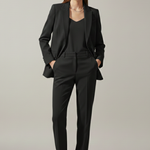 Women's Blazer and Pants Suit Set with Notched Lapel – Straight Leg Two Piece Workwear Suit