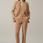 Women's Blazer and Pants Suit Set with Notched Lapel – Straight Leg Two Piece Workwear Suit