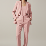 Women's Blazer and Pants Suit Set with Notched Lapel – Straight Leg Two Piece Workwear Suit