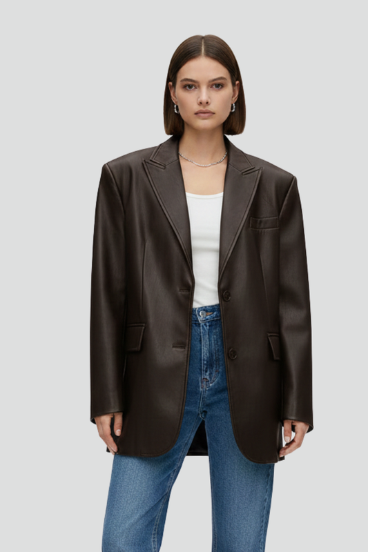 Women's Single Button Blazer with Notched Lapel & Welt Pockets – Tailored Office Jacket