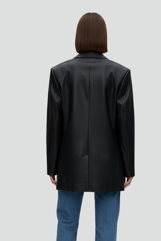 Women's Single Button Blazer with Notched Lapel & Welt Pockets – Tailored Office Jacket