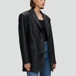 Women's Single Button Blazer with Notched Lapel & Welt Pockets – Tailored Office Jacket