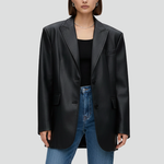 Women's Single Button Blazer with Notched Lapel & Welt Pockets – Tailored Office Jacket
