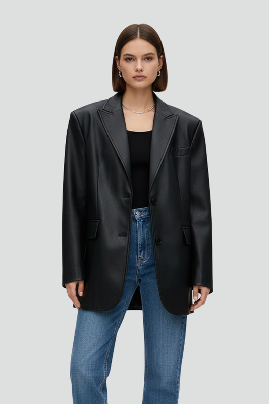 Women's Single Button Blazer with Notched Lapel & Welt Pockets – Tailored Office Jacket