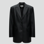 Women's Single Button Blazer with Notched Lapel & Welt Pockets – Tailored Office Jacket