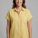 Women's Short Sleeve Button-Up Blouse with Collar & Curved Hem – Everyday Summer Shirt