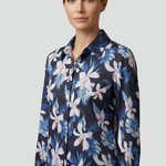 Women's Long Sleeve Button-Up Collared Blouse with Chest Pocket – Casual Workwear Shirt