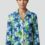 Women's Long Sleeve Button-Up Collared Blouse with Chest Pocket – Casual Workwear Shirt