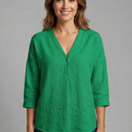 Women's Round Neck Long Sleeve Button Front Blouse – Simple Everyday Work Top