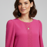 Women's Embroidered Round Neck Blouse with Long Sleeves – Casual Everyday Top