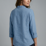 Women's Ruffle V-Neck Blouse with Long Sleeves – Relaxed Fit Top for Work & Weekend