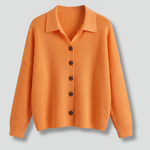 Women's Collared Button-Front Cardigan – Knitted Long Sleeve Hip-Length Layer