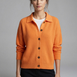 Women's Collared Button-Front Cardigan – Knitted Long Sleeve Hip-Length Layer