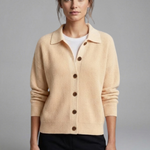 Women's Collared Button-Front Cardigan – Knitted Long Sleeve Hip-Length Layer