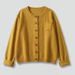 Women's Textured Knit Button-Up Cardigan with Chest Pocket & Ribbed Cuffs – Layering Knit