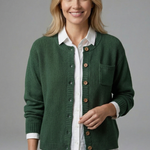 Women's Textured Knit Button-Up Cardigan with Chest Pocket & Ribbed Cuffs – Layering Knit