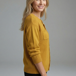 Women's Textured Knit Button-Up Cardigan with Chest Pocket & Ribbed Cuffs – Layering Knit