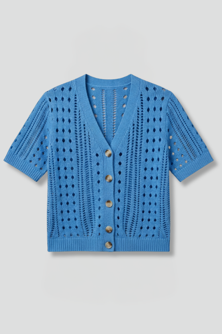 Women's Short Sleeve Open Knit Cardigan – Lightweight Viscose Summer Layer for Cooler Evenings