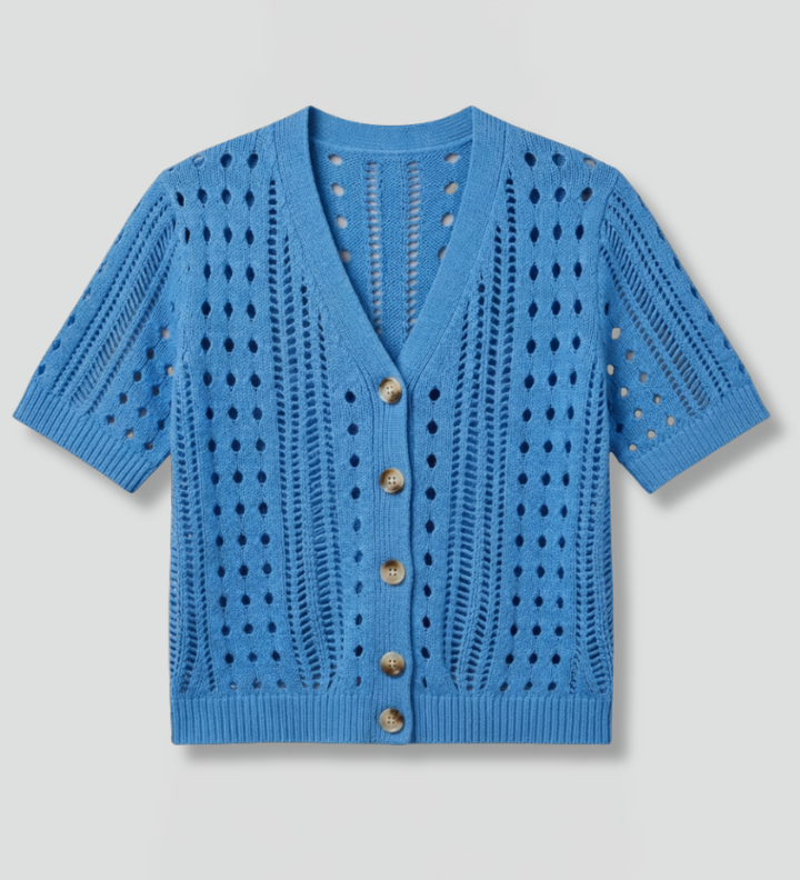 Women's Short Sleeve Open Knit Cardigan – Lightweight Viscose Summer Layer for Cooler Evenings