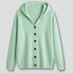 Women's Hooded Ribbed Cardigan with Button Front & Long Sleeves – Relaxed Layering Knit