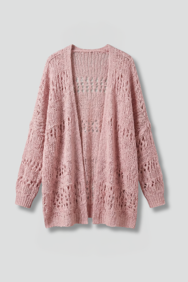 Women's Open Front Knit Cardigan with Long Sleeves – Lightweight Layering for Cool Evenings