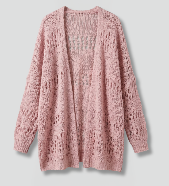 Women's Open Front Knit Cardigan with Long Sleeves – Lightweight Layering for Cool Evenings